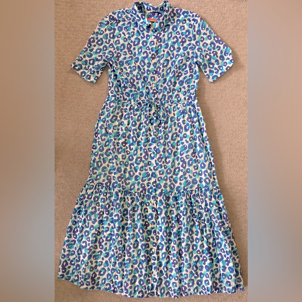 VILAGALLO Eveline blue leopard print dress, 36 (US 2).